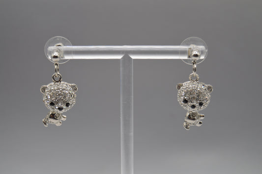 Sparkling Teddy Bear Earrings – Rhinestone Dangle Design