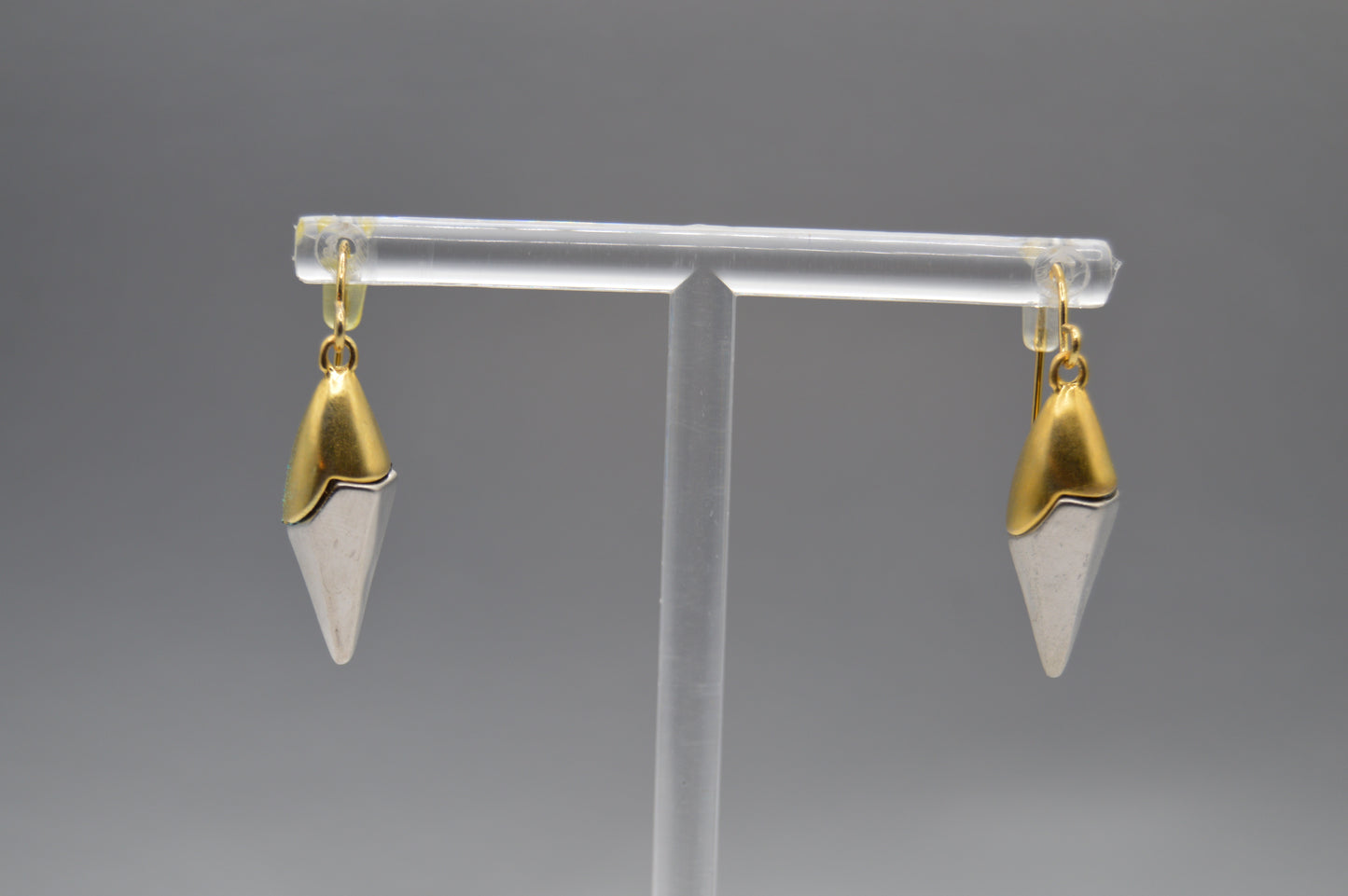 Geometric Cone Earrings – Gold & Silver Contrast