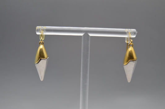 Geometric Cone Earrings – Gold & Silver Contrast
