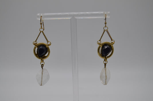 Vintage-Inspired Drop Earrings – Black & White Accents