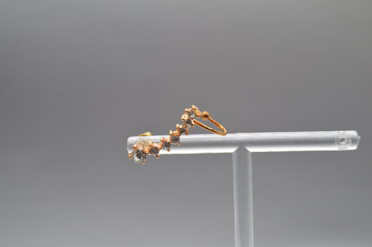 Gold Earring with Ear Cuff – Graduated Clear Gemstone Accent