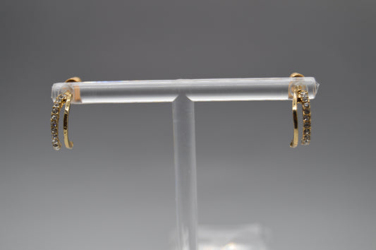Half-Hoop Earrings – Gold & Rhinestone Contrast